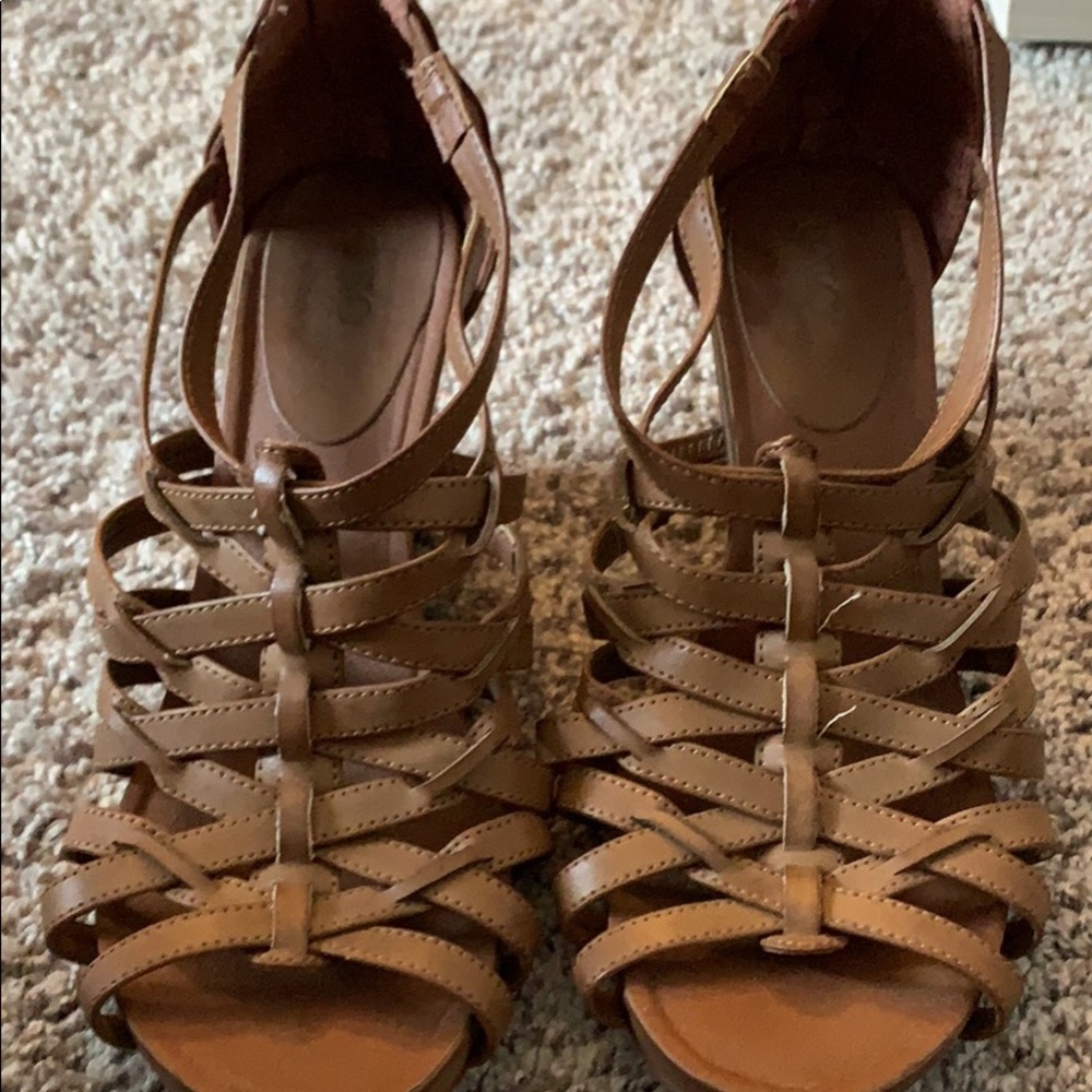 Brown wedge sandals